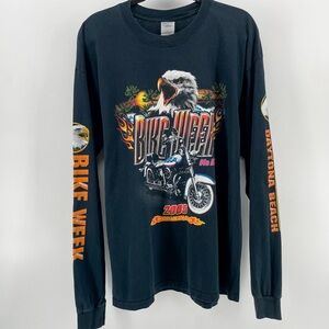 Gildan Men’s Long Sleeve Shirt Black Bike Week Y2K 2005 XL